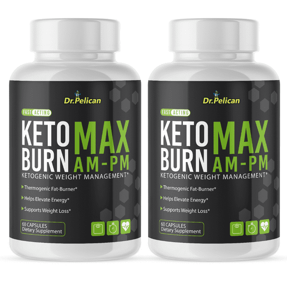 Keto Burn MAX AM-PM- Keto & Weight Support- 2 Bottles- 120 Capsules- Dr. Pelican