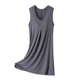 thumbnail image 2 of Sleep Dresses for Women with Pockets,Sriper Womens Summer Pajamas with Built In Bra,Solid Color Drawstring Sleeveless Sleeve V Neck Comfy Tank Dresses,Fashion Comfy Soft Sleepwear,, 2 of 5