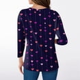 thumbnail image 6 of Fgvctg Valentine's Day 3/4 Length Sleeve Womens Tops Casual V Neck Top Plus Size Date Night Pullover Shirts Cute Cute Love Heart Print Half Sleeve Blouse Dark Purple XL, 6 of 6