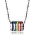thumbnail image 1 of Stainless Steel Gay Lesbian Lgbt Tag Pendant Chain Necklace - Rainbow Pride---Product code 30434, 1 of 5