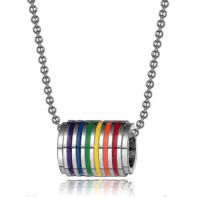 Stainless Steel Gay Lesbian Lgbt Tag Pendant Chain Necklace - Rainbow Pride---Product code 30434