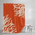 thumbnail image 4 of Shower Curtains for Bathroom-36"x72",Classic Ocean Beige Coral on Orange Waterproof Bath Curtain Grommet Shower Curtain Set with Hooks, 4 of 9