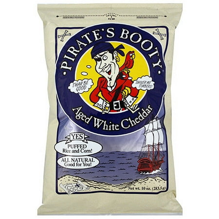 Pirate's Booty Aged White Cheddar Puffed Rice & Corn, 10 oz (Pack of 6)