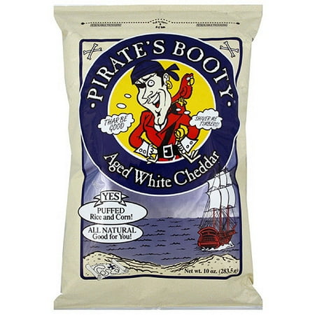 Pirate's Booty Aged White Cheddar Puffed Rice & Corn, 10 oz (Pack of