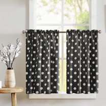 Cotton Polka Dots Print Café Tier Curtains Window Treatment Kitchen Home Décor