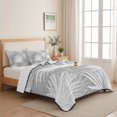 thumbnail image 5 of Quilts Full Size, Grey Palm Leaves Coastal Soft Comforter Bedding Set for Bed, Summer Tropical Botanical Boho Lightweight Quilted Bedspread with Pillow Cover(2 Pieces) for All Season, 78x90 Inch, 5 of 9