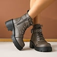 thumbnail image 5 of UngA Combat Boots Womens Mid Calf Built-in Wallet Pocket Lace up Military Women’s Boots Grey,Size 9, 5 of 7