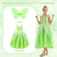 thumbnail image 4 of Benylion Girls Princess Tiana Costume Fairy Dress Green Sparkly Tinker-Bell Inspired Outfit for 3-4 Years, Fancy Birthday Christmas Role Play Dress up, 4 of 10