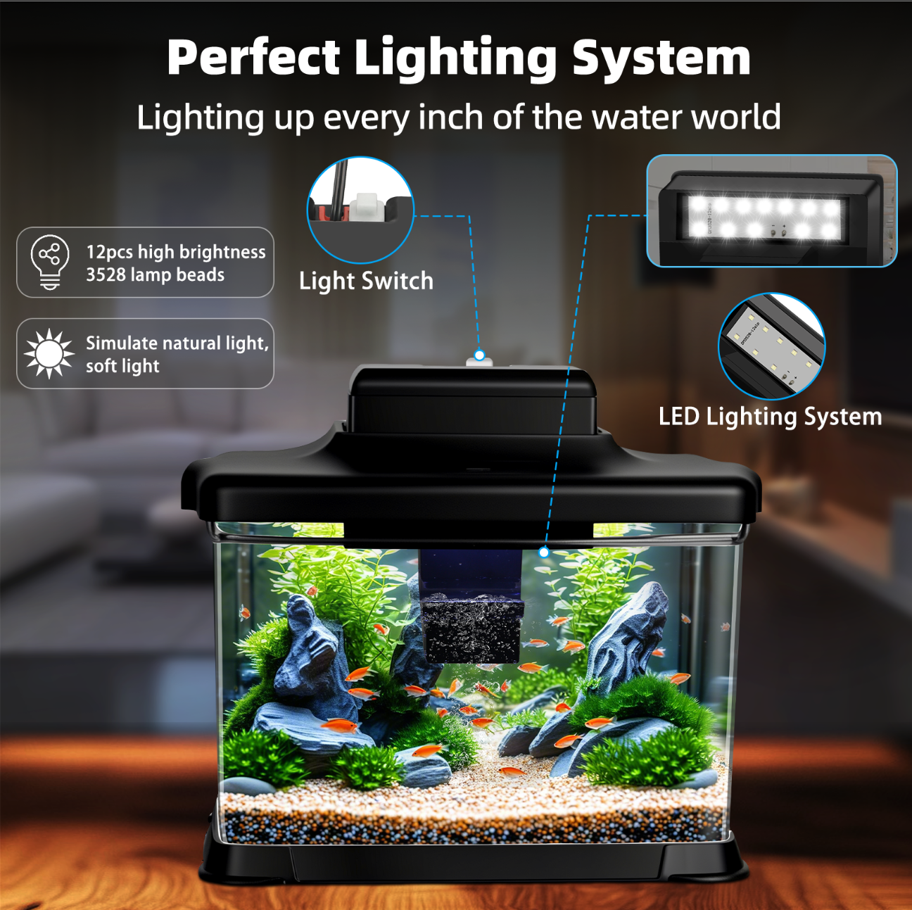 DaToo 1.6 Gallon Ultra-Clear Aquarium Starter Kit with LED Light photo 4