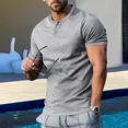 thumbnail image 3 of Playera Henley Casual De Manga Corta Con Botones Para Hombre, 3 of 5