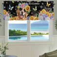 thumbnail image 3 of Spring Dog Farmhouse Short Window Curtain Valances, Black Watercolor Botanical Floral Sunflower Rod Pocket Kitchen Valances for Living Room Bedroom Bathroom Cafe 42" x 18", 3 of 8