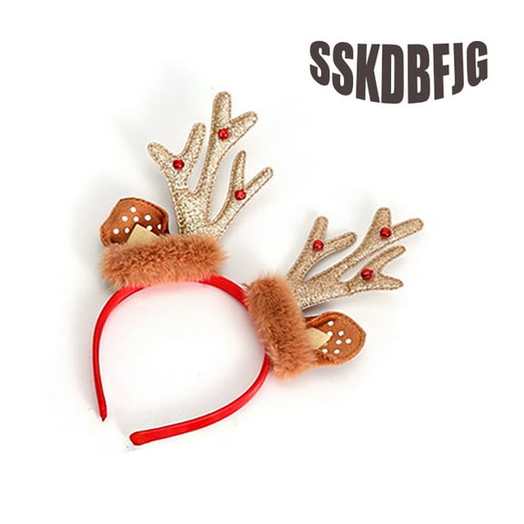 SSKDBFJG Christmas Reindeer Antlers Headband Headwear Girls Headbands Sequins Party Head Band Women Hair Accessory