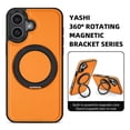 thumbnail image 2 of Magnetic Ring Stand Case for iPhone 17, with 360°Rotatable Ring Holder, Compatible with Mag-Safe Chagring, Business PU Leather Slim Shockproof Cover for iPhone 17, Orange, 2 of 9