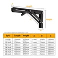 thumbnail image 3 of Soporte Triangular Plegable 2 uds estante de mesa de banco herrajes de soporte de muebles de acero inoxidable (negro 8 pulgadas A), 3 of 5