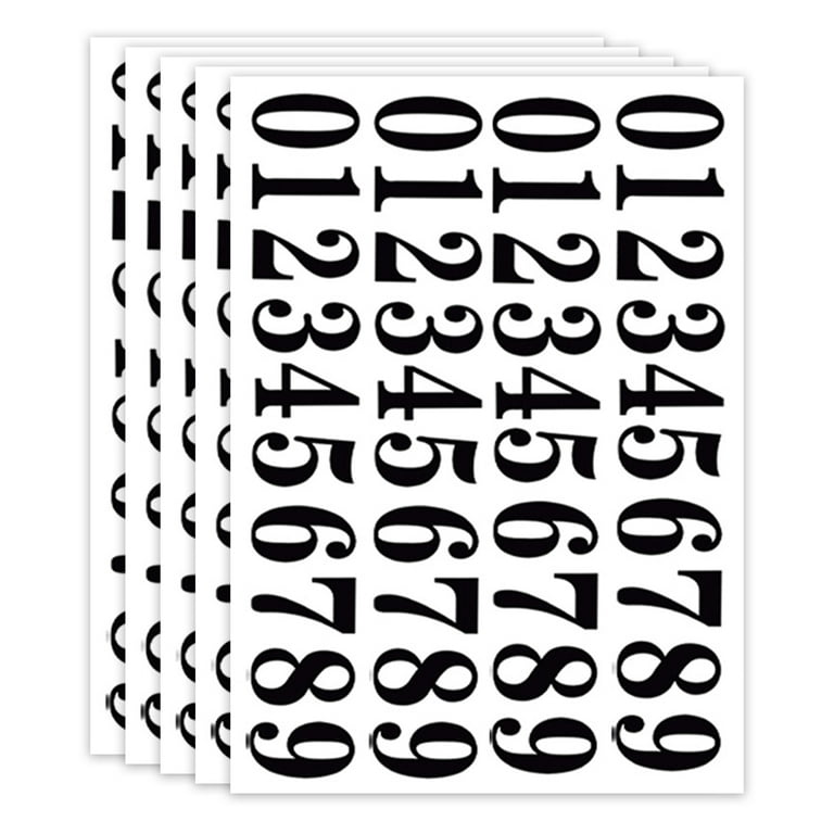 5 Sheets Small Black Adhesive Stickers 200 Pcs Number Stickers Decals,2  Inches 