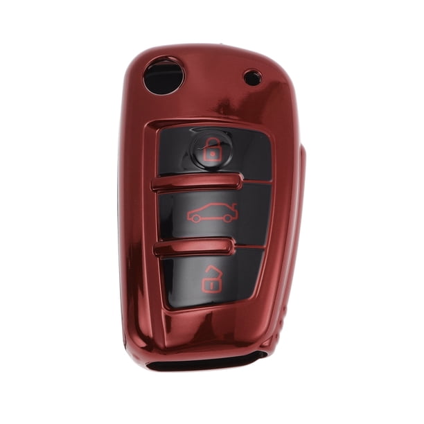 Funda de llave de coche TPU roja única para Audi A1, Audi A3, Audi A4, funda de control remoto de 3 botones