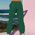 thumbnail image 6 of Womens Joggers Sweatpants Cotton Activewear Sports Casual Pants Elastic Waist Wide Leg Cinch Bottom Solid Trouser (M, Green), 6 of 7