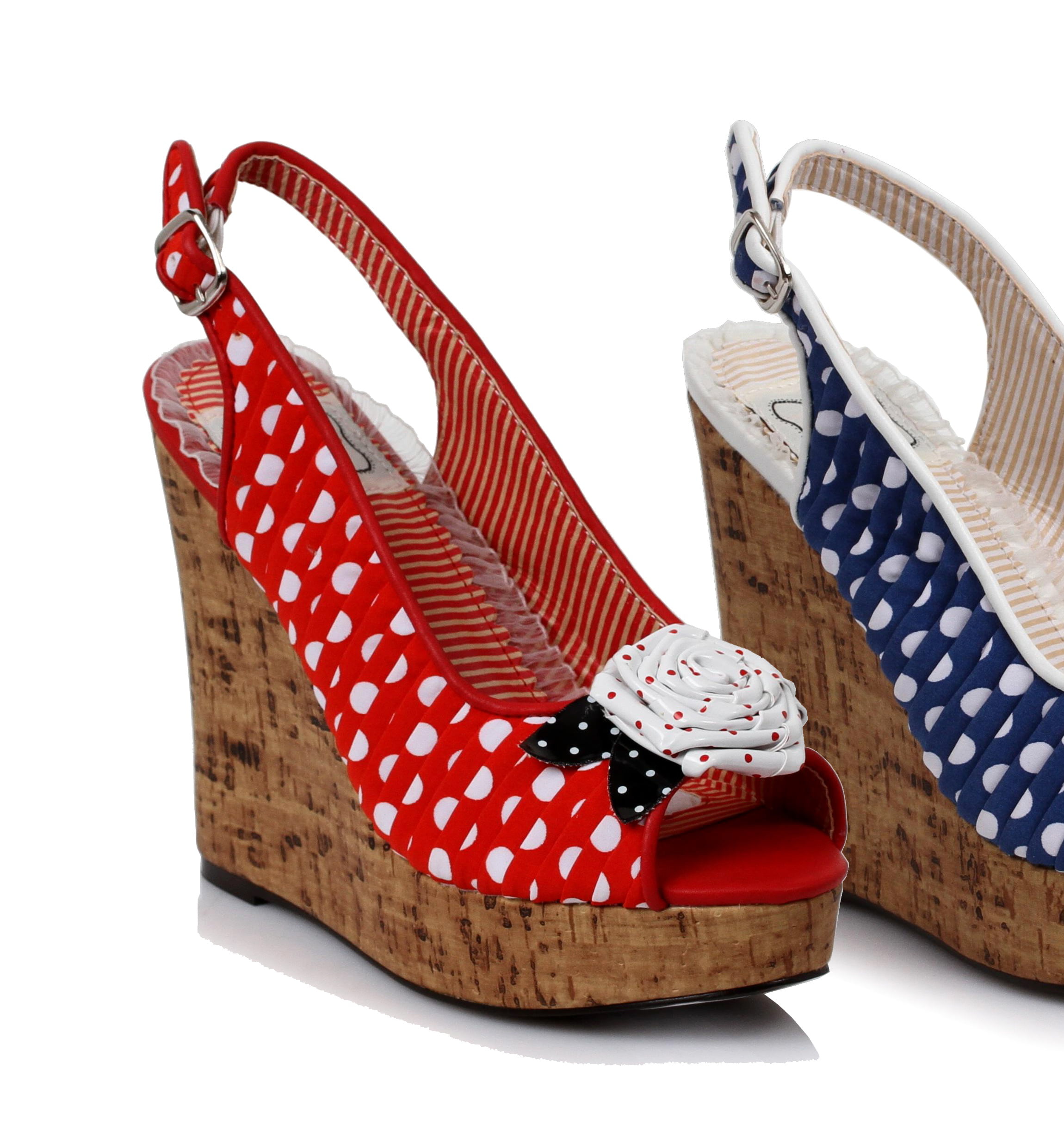 Details about   New women open toe buckle wedge high heel polka dot summer sandal Platform shoes 