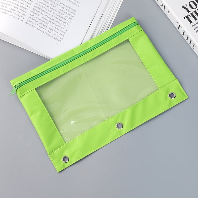 Bolsa para documentos con tres agujeros, bolsa para bolígrafos, de tela Oxford, con cierre de cremallera, bolsa de papelería B5 para oficina, bolsa de lápices de gran capacidad, bolsa de