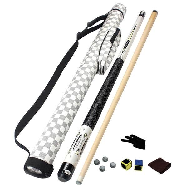 Taco de billar de madera ligero con estuche, 57" British Snooker Punta blanca de 13 mm.