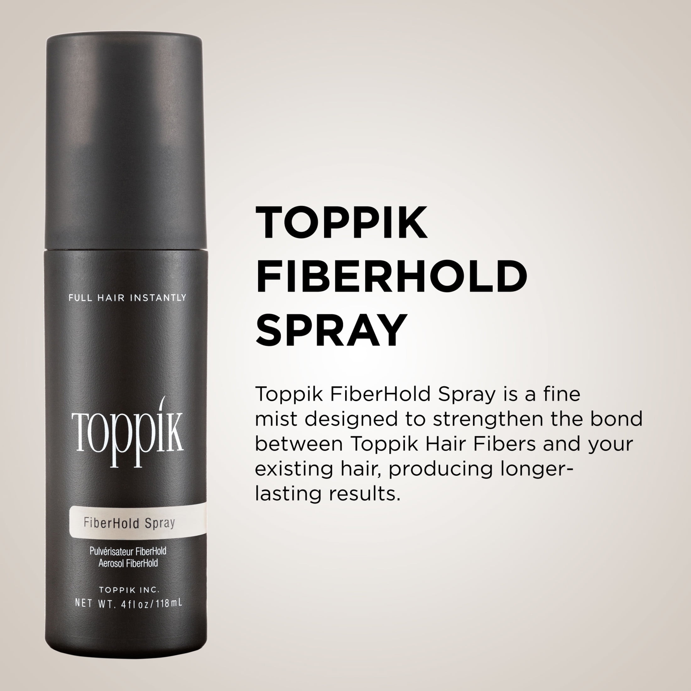 Toppik FiberHold Spray, Hair Fibers Hold Spray for Thinning Hair and Hair Thickening, Hair Care for Thin and Thinning Hair, 4 OZ Bottle