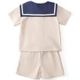 thumbnail image 4 of MEZZALL Boys Outfits Sets Navy Style Linen Short Sleeve Shirts Tops Shorts Outfits For Toddler Kids Casual Summer Fall Everyday Wear Infants Dailywear Stylish / 5-6 Years, 4 of 8