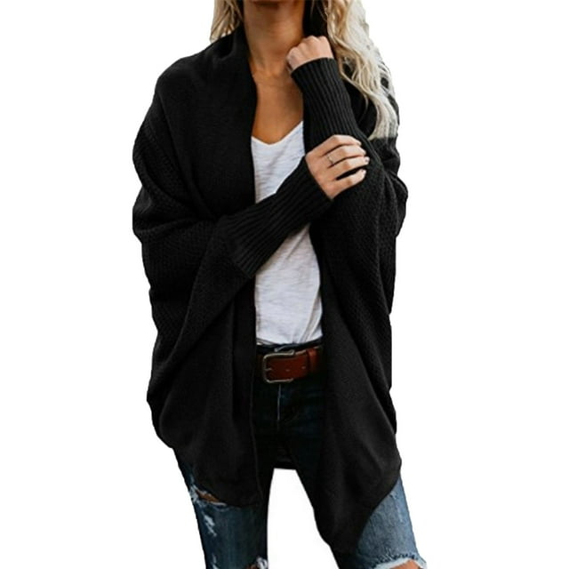 IROINID Cardigan Mi-Long pour Femmes Cardigan à Manches Longues Automne Manteau Décontracté, Noir
