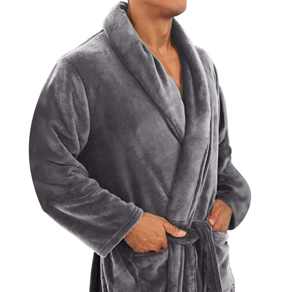 Details about   Men Long Sleeve Hooded Bathrobe Towel Soft Loungewear Housecoat Warm Gown Robes 