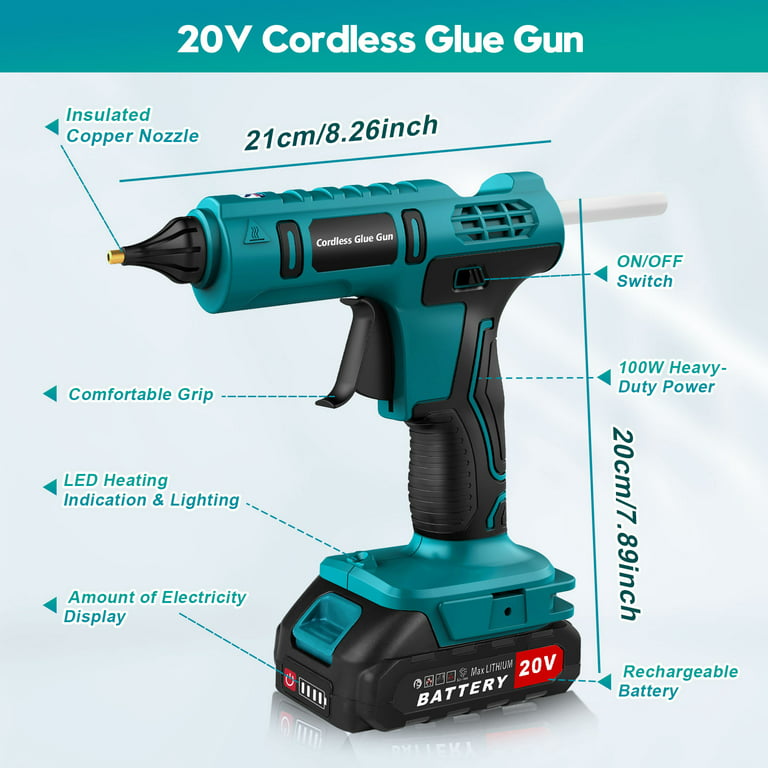 Cordless Hot Melt Glue Gun for Milwaukee 18V Batteries, Full Size High  Temperature Hot Glue Gun with Switch 100W Fast Heating,Suitable for DIY  Crafts