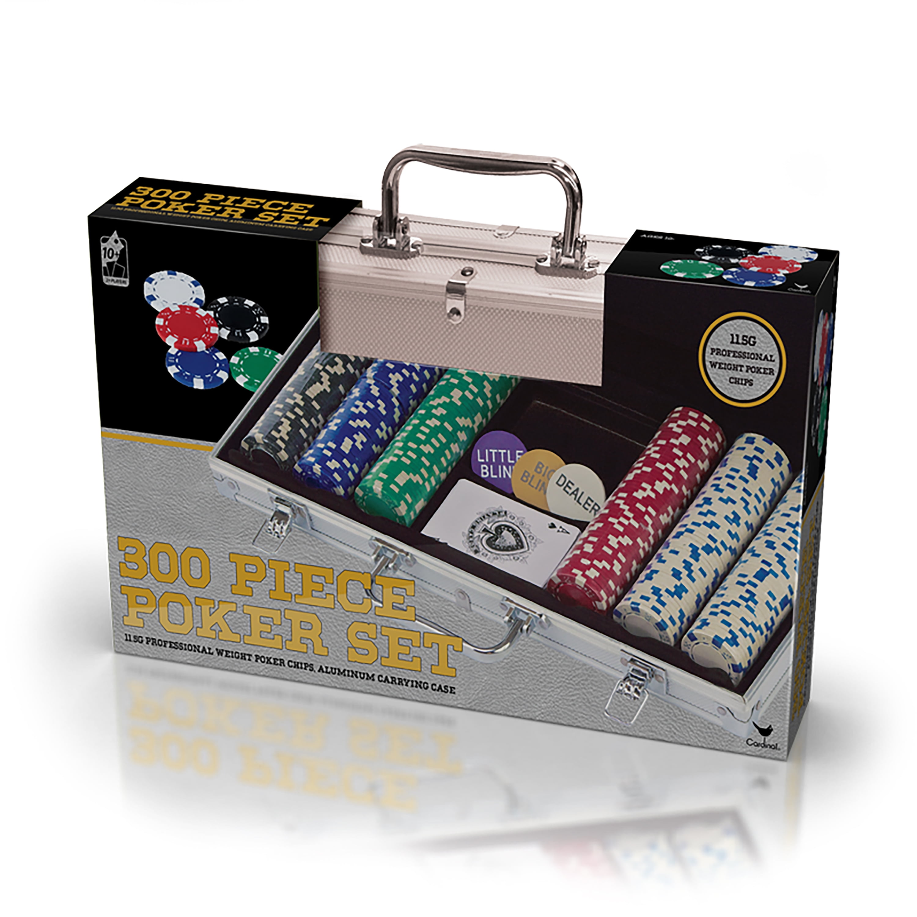 dewars 12 poker set includes clay ceramic chips cards and leather carrying case 