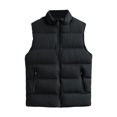 thumbnail image 1 of ZAXARRA Men's Puffer Vest Solid Color Sleeveless Padded Jacket Coat Stand Collar Quilted Waistcoat Fall Winter Tops, 1 of 7