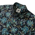 thumbnail image 2 of Black Hawaiian Shirt For Men Fantasy Flowers Print Short Sleeve Cotton Button Down Black Fantasy Flowers, 2 of 8
