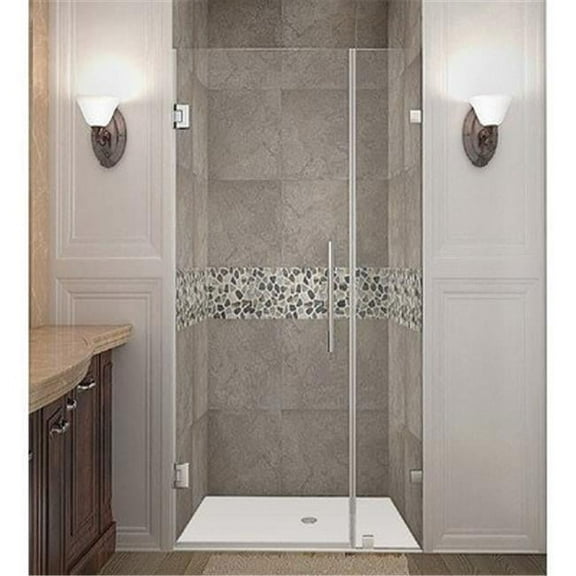 Nautis 28 x 72 in. Completely Frameless Hinged Shower Door in Chrome