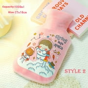 1000ML Capacity Cartoon Washable Warm Hot Water Bag for Winter or Pain Relief