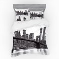 thumbnail image 2 of Ambesonne Urban Bedding Set 3 Pcs, Brooklyn Bridge Sunset, Twin XL, Black and White, 2 of 3