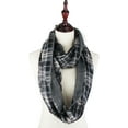 thumbnail image 5 of VIVIAN & VINCENT Soft Light Weight Plaid Check Tartan Sheer Infinity Scarf with 2 Sides Black, 5 of 5