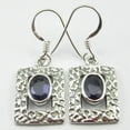 thumbnail image 2 of SilverStarJewel Bohemian Well Made Jewelry ! 925 Pure Silver Rare Iolite Women's Earrings 1.3", 2 of 3