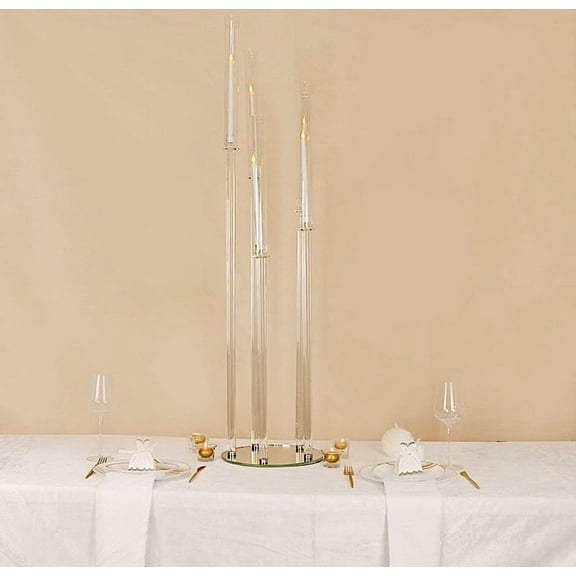 Balsa Circle 51" Clear 5 Arm Crystal Glass Candelabra Taper Candle Holder Party Events Decorations Supplies