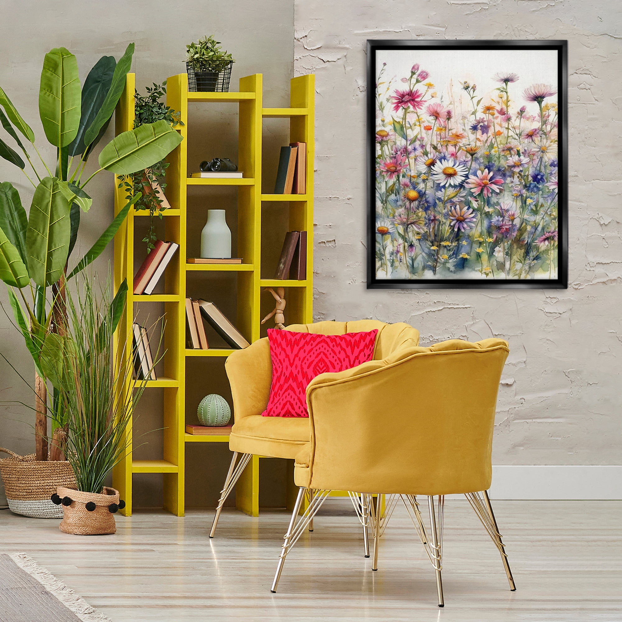 Stupell Industries Assorted Wild Flowers Plants & Flowers Painting Black Floater Framed Canvas Art Print Wall Art, 25 x 31