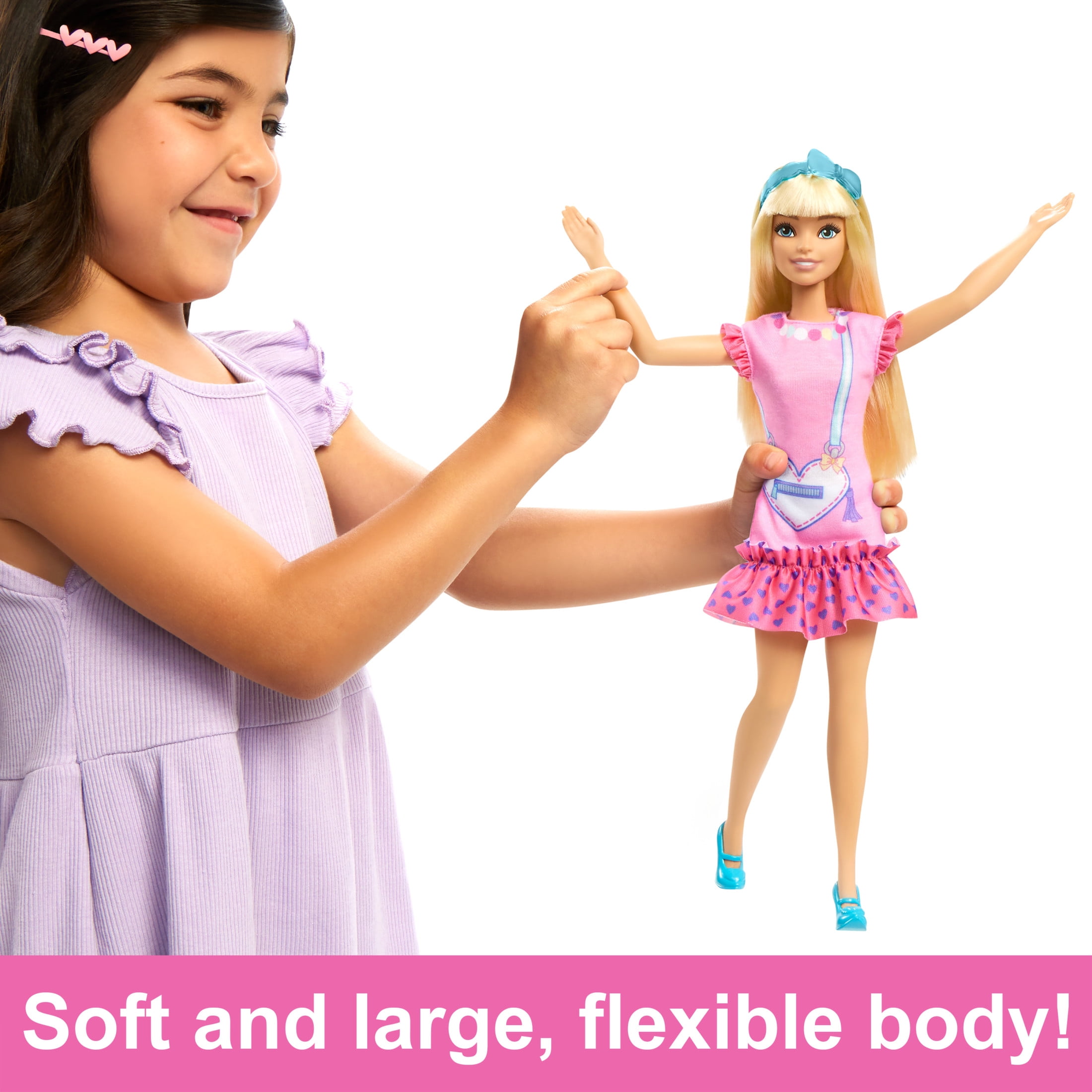 My First Barbie Doll for Preschoolers, 'Malibu' Blonde Posable Doll with Kitten and Accessories