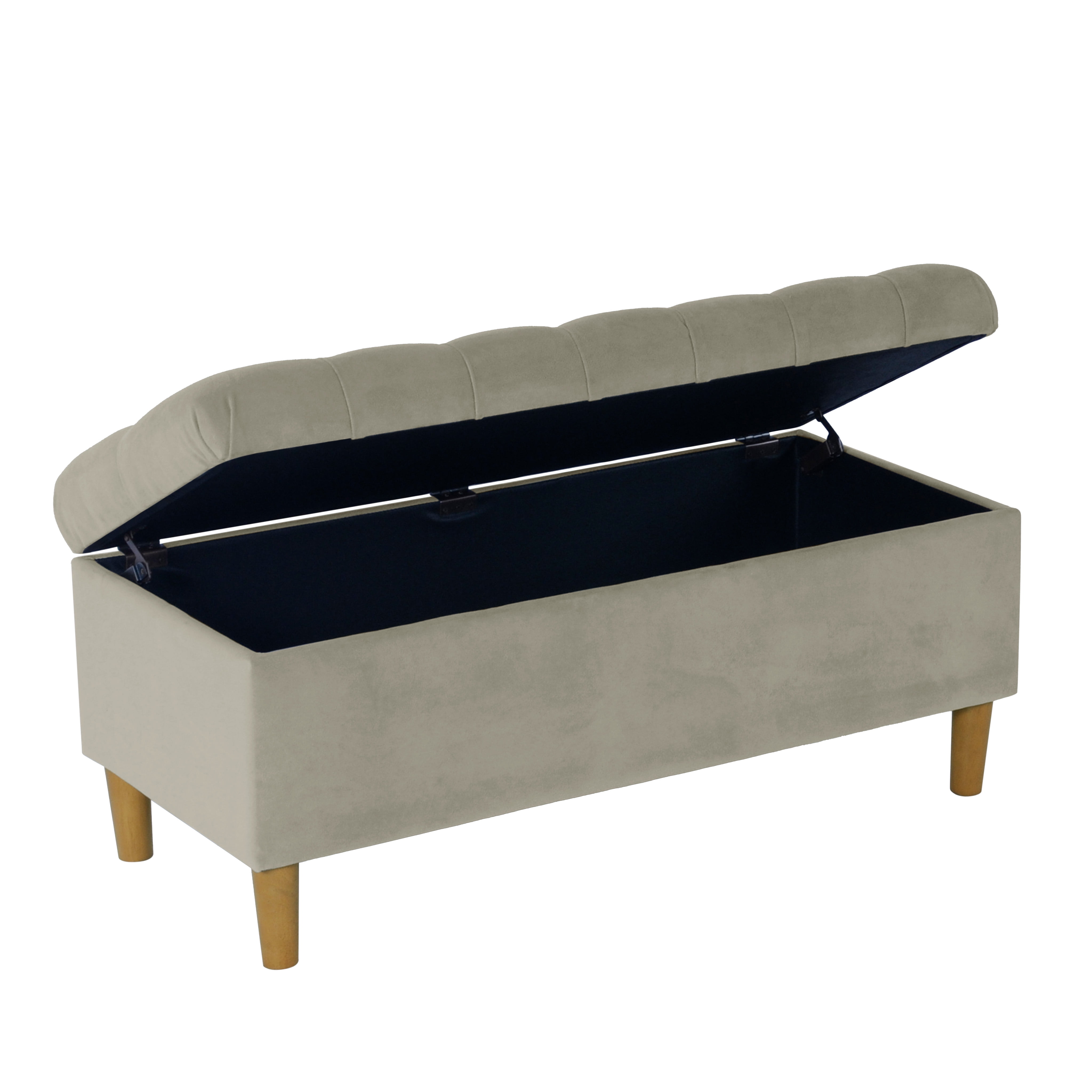HomePop Button Tufted Storage Bench, 40"W x 18"D x 18"H, Fawn Velvet