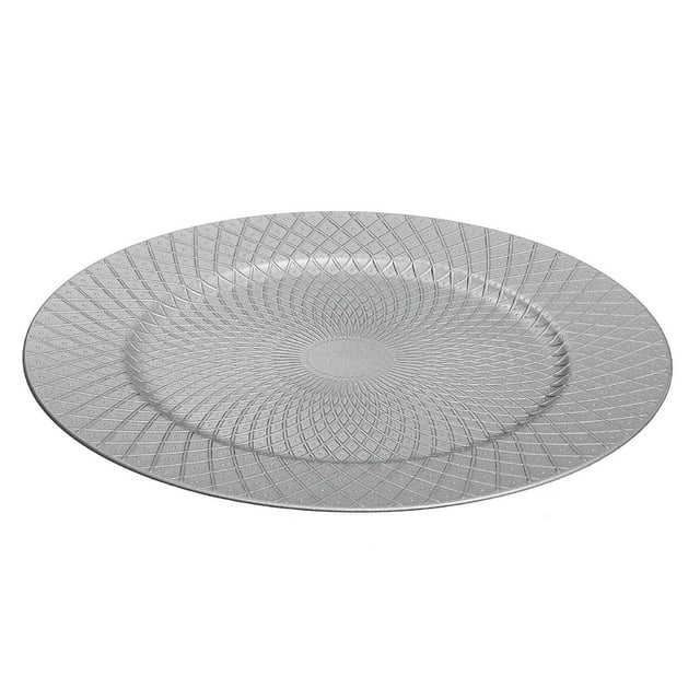 Plaque De Chargeur (Diamant En Pointillé) (Argent) (13 ") - Ensemble De 6