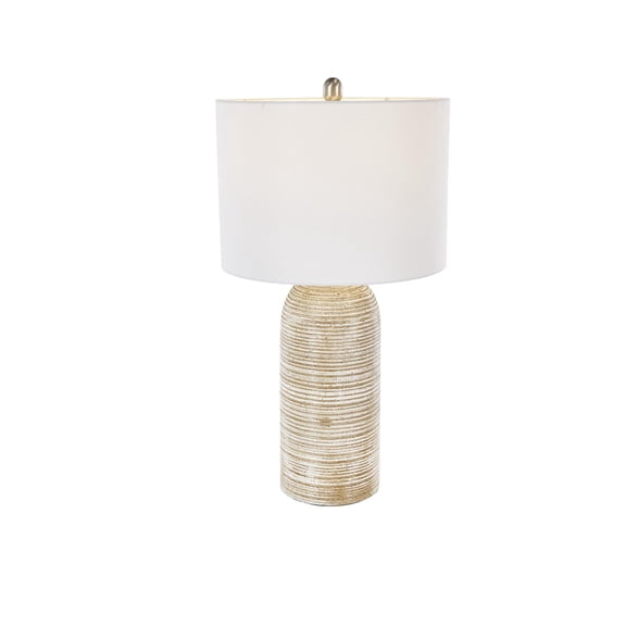 DecMode 27" Brown Table Lamp with White Linen Shade