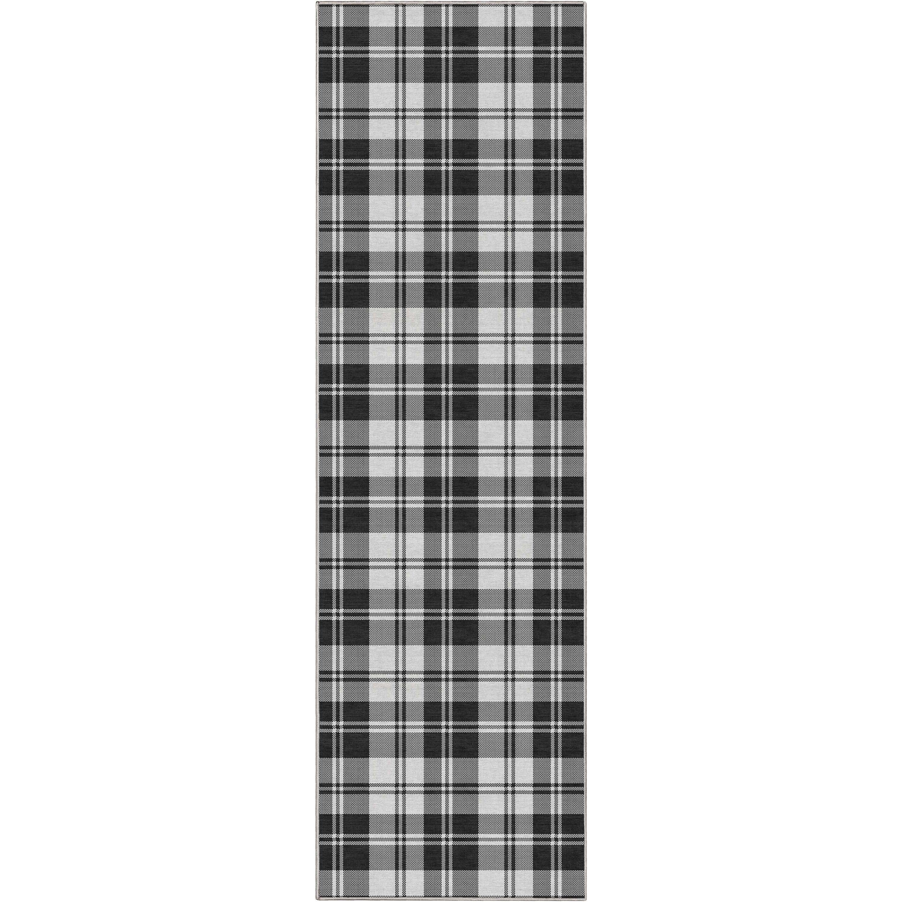 Well Woven Apollo Flatwoven Plaid Black 2'3" x 7'3" Runner Rug