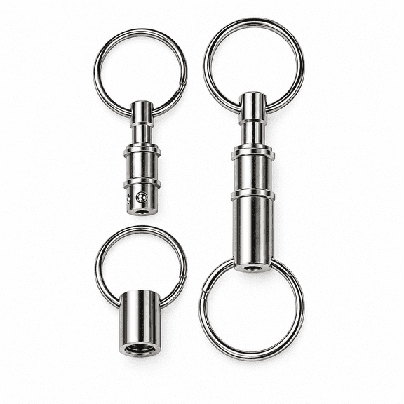 DESIGNICE 2 Pcs Quick Release Keychain, Silver Metal Key Ring
