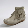 thumbnail image 5 of Beige Womens Winter Boots With Tassel Detail And Flat Sole For Fashionable Casual Outfits And Comfortable Wear, 5 of 9