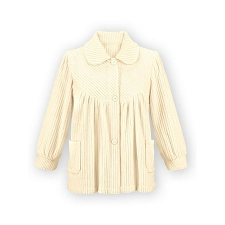Therma Fit Fleece Top - Women's Soft Fleece Button Down Night Shirt with Pockets - Comfy Flattering Fit Over Pajamas or Nightgown, Xx-Large, Ivory
