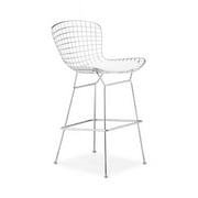 Nicer Furniture  Harry Bertoia Counter Stool Chromed Steel Wire Frame Counter Height Stool, White