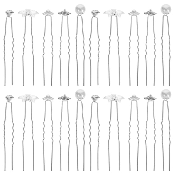 WRITWAA Silver Alloy Rhinestone Flower Hair Pin for Elegant Wedding Decor 40Pcs