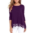 thumbnail image 2 of RQYYD Women's Tops Long Sleeve Lace Trim Crewneck A-Line Tunic Blouse Tops, 2 of 6